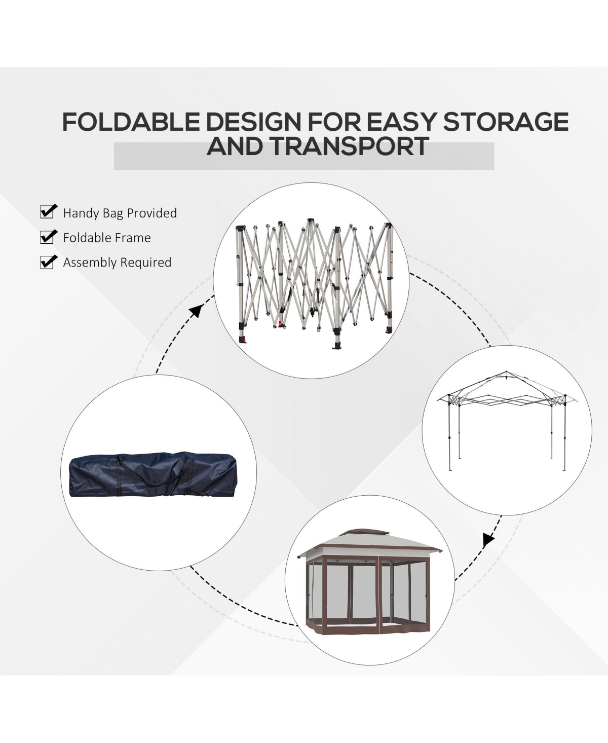 Outsunny 12' x 12' Pop Up Canopy Sun Shade Instant Tent Folding with Mesh Sidewall Netting, 3-Level Adjustable Height and Storage Bag, Beige