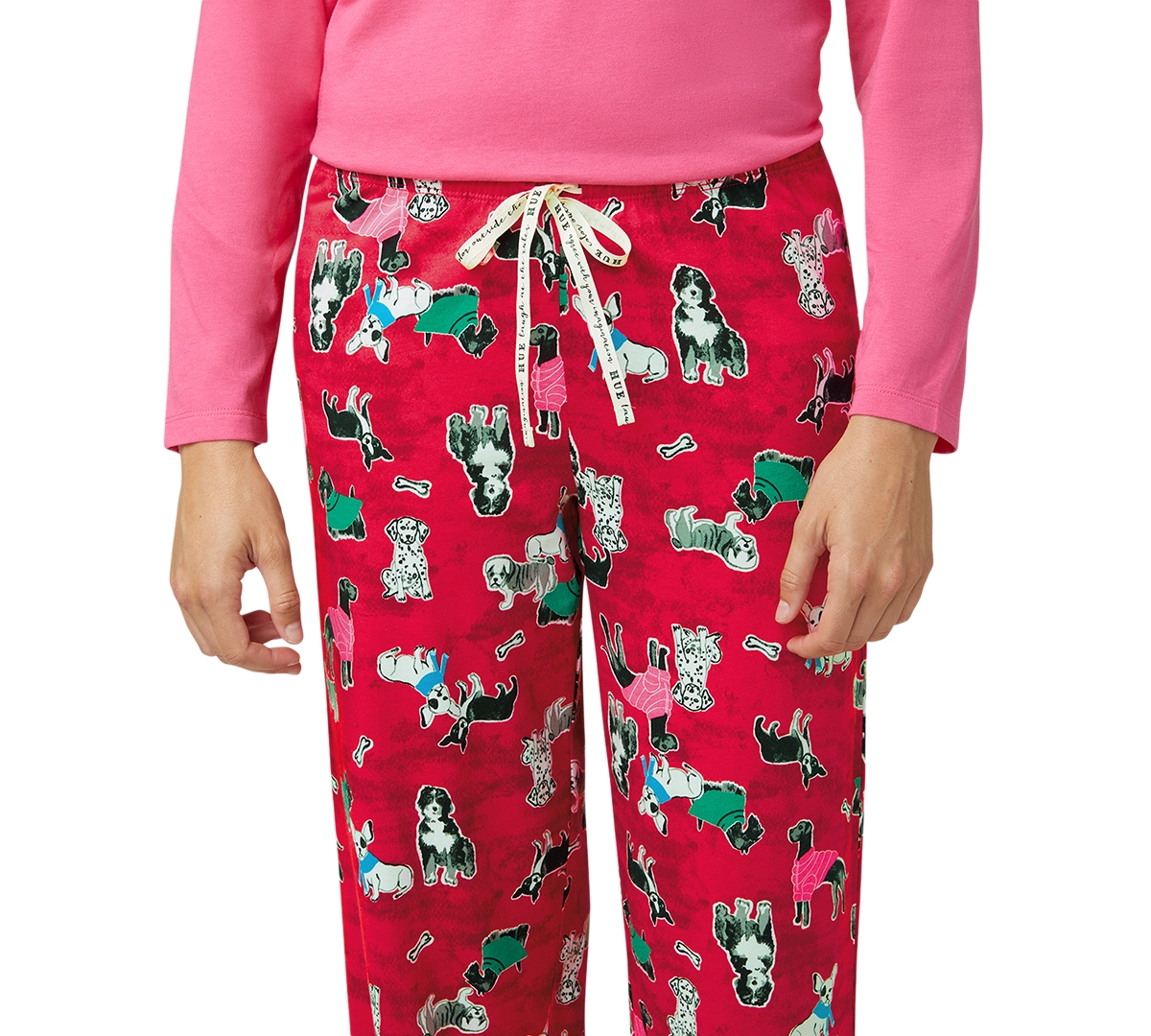 Hue Women's Sleepwell Printed Knit Pajama Pant Made With Temperature Regulating Technology In Red
