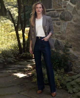 Women's Front Seam High-Waist Flare Jeans