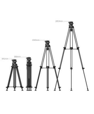 AD14 3-Section Heavy-Duty Carbon Fiber Tripod with Fluid Head, Black