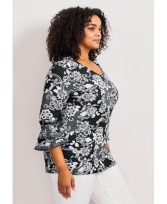 Women's Tiered Ruffle Sleeve Top