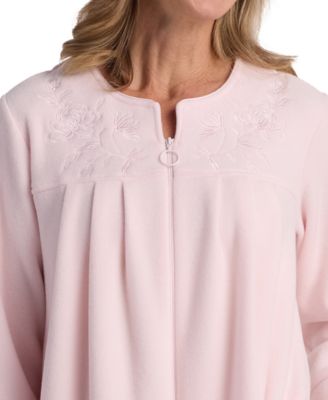 Women's Long-Sleeve Solid Long Zipper Robe