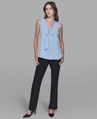 Women's Sleeveless V-Neck Bow Detail Top