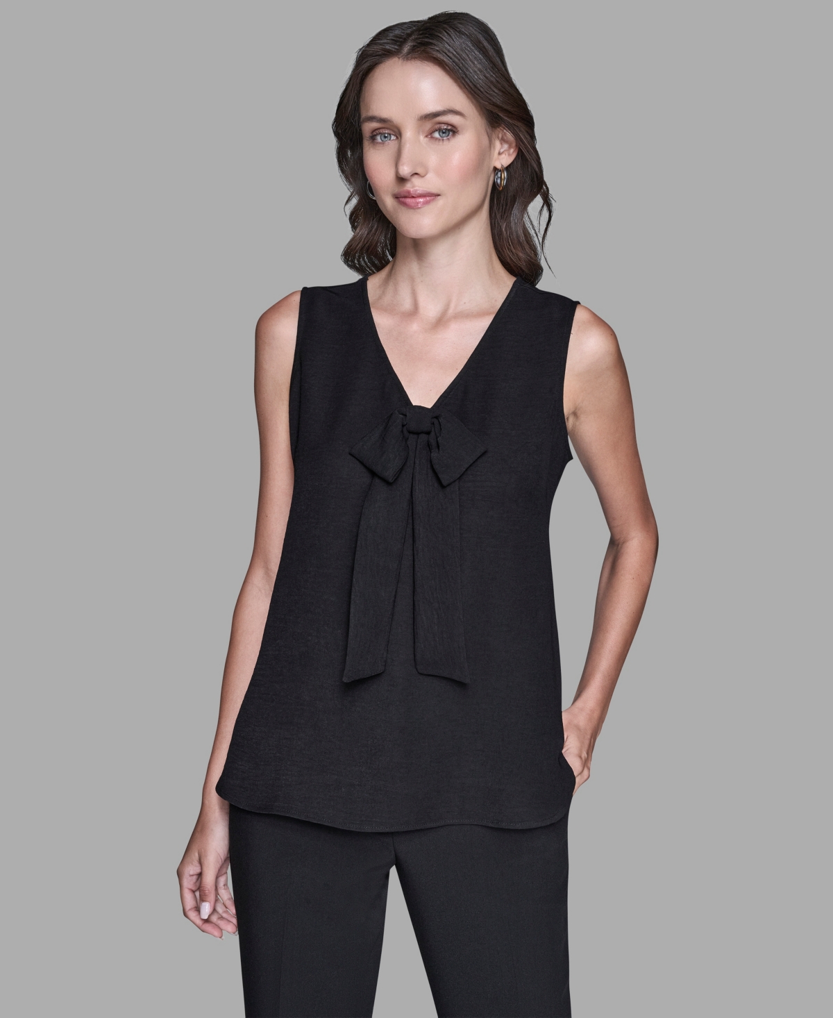 Karl Lagerfeld Women's Sleeveless Bow Detail Top In Black