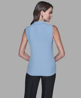 Women's Sleeveless Collared Sweater