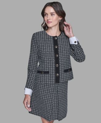 Women's Five-Button Cropped Tweed Jacket