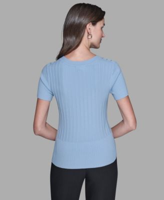 Women's Ribbed Short-Sleeve Sweater