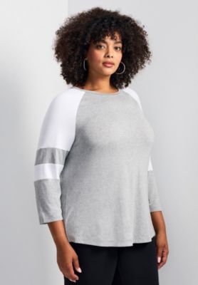 Women's Plus Size Splice Sleeve Color Top