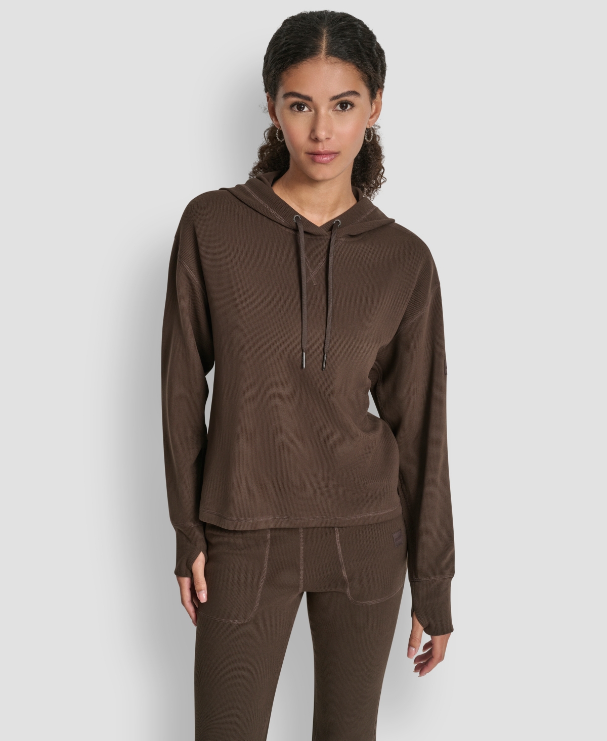 Dkny Women's Transcend Thermal Pull-on Hoodie In Brown