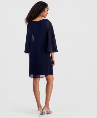 Women's Solid Chiffon Dolman-Sleeve Dress