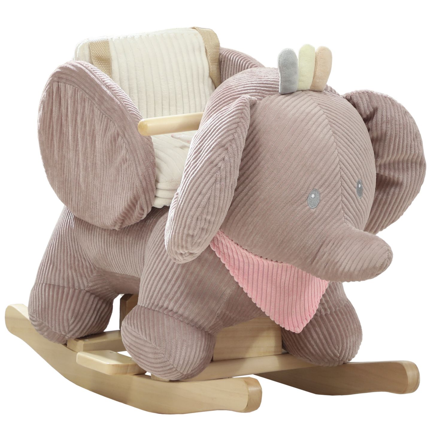 Детская мягкая игрушка Qaba Baby Rocking Elephant Plush with Realistic Sound Ride-On Toy, Ages 18-36 Months, цвет: Розовый — фото 1