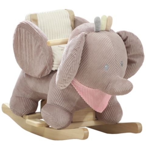 Детская мягкая игрушка Qaba Baby Rocking Elephant Plush with Realistic Sound Ride-On Toy, Ages 18-36 Months, цвет: Розовый