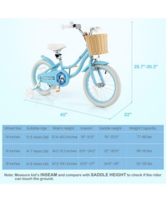 16-Inch Kids Bike with Training Wheels and Adjustable Handlebar Seat