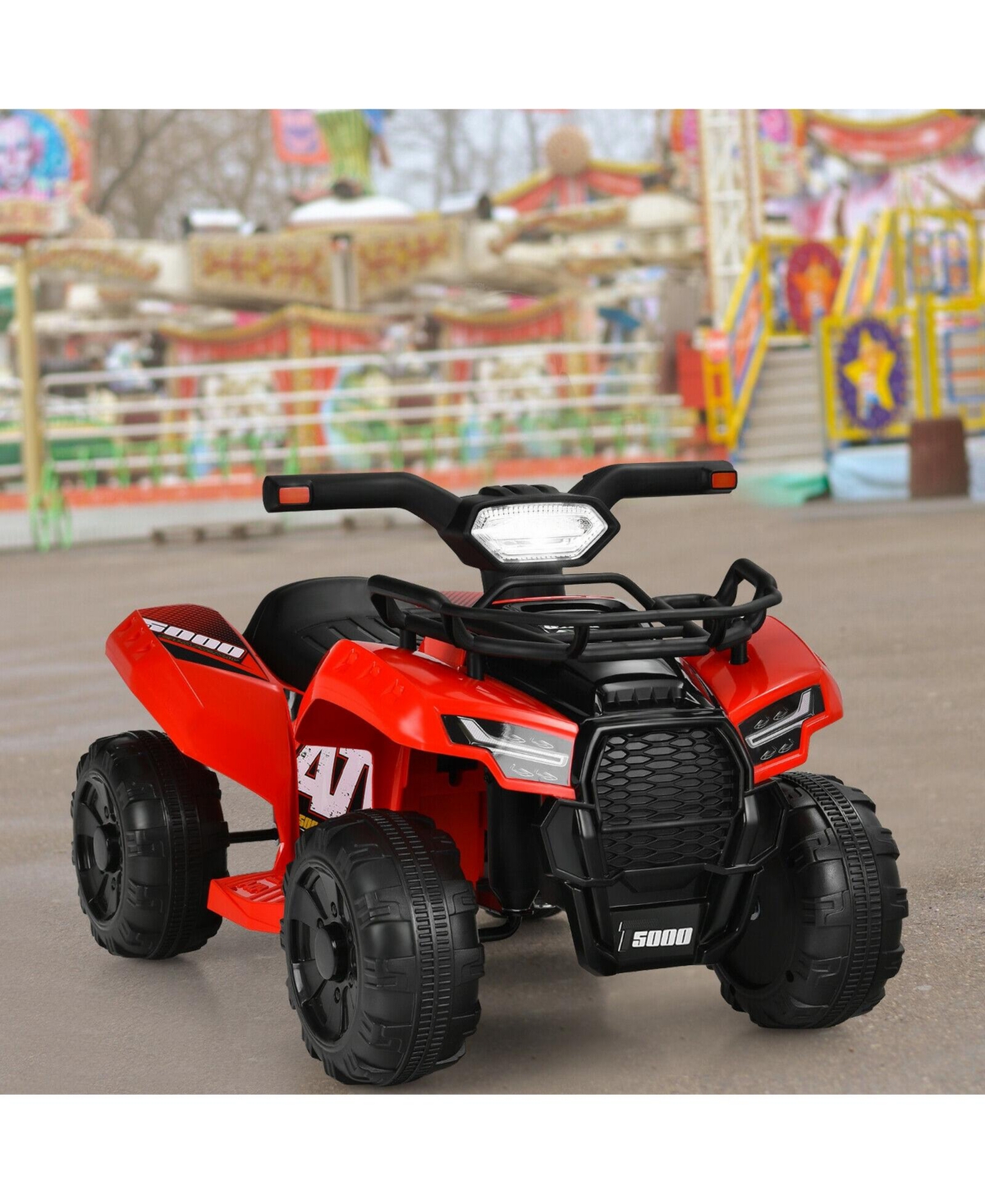 Sugift 6V Kids Atv Quad Electric Ride On Car with Led Light and MP3