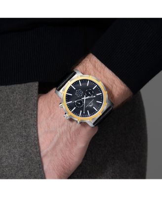 NYC Chrono Genuine Leather Two Tone & Black Men's Watch 1281DNYL