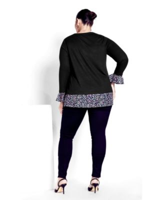 Women's Hacci Chiffon Print Top