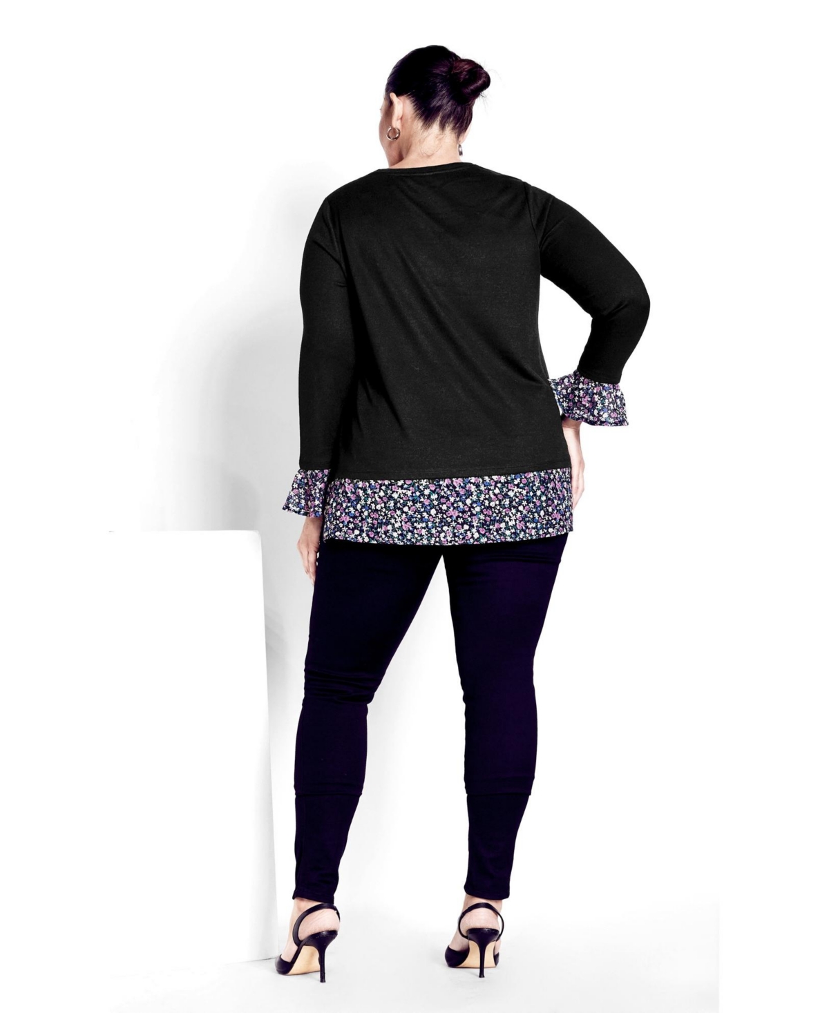 Avenue Women's Hacci Chiffon Print Top