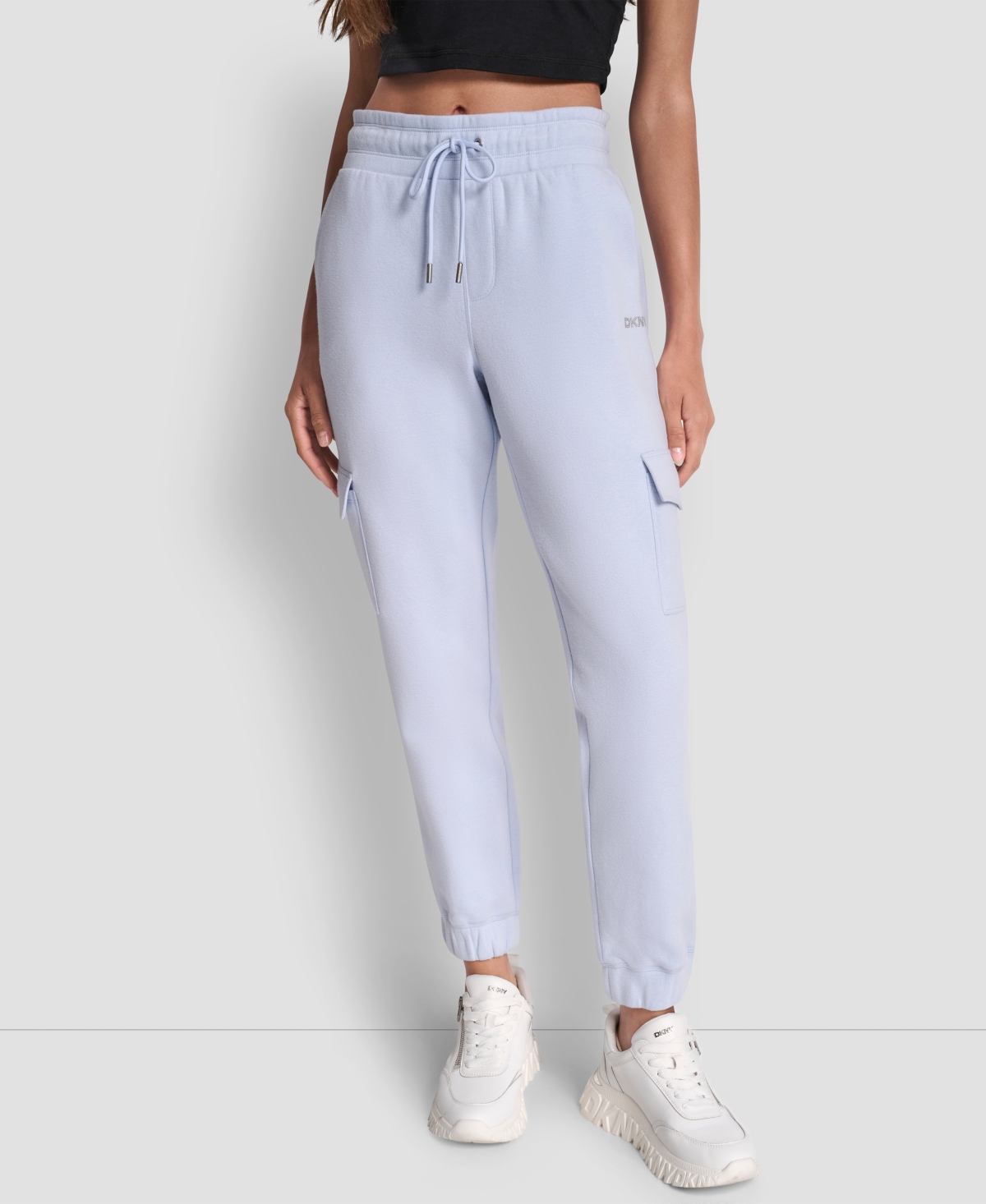 Dkny Sport Women's Studded-logo Cargo Joggers In Blue