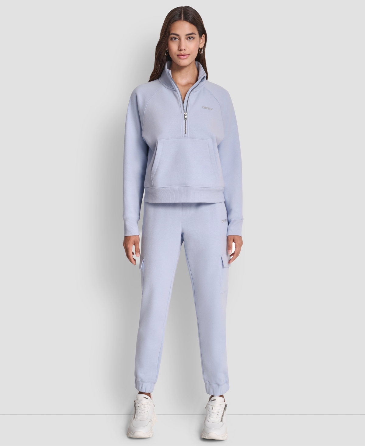 Dkny Sport Women's Studded-logo Half-zip Sweatshirt In Blue