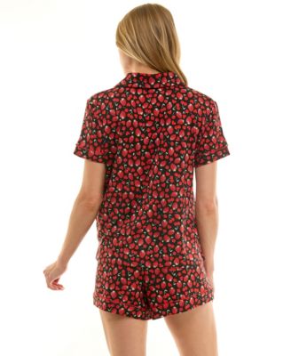 Women's Short-Sleeve Notch Collar and Shorts Set
