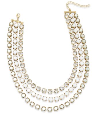 ABS by Allen Schwartz - Gold-Tone Crystal and Stone Layer Necklace