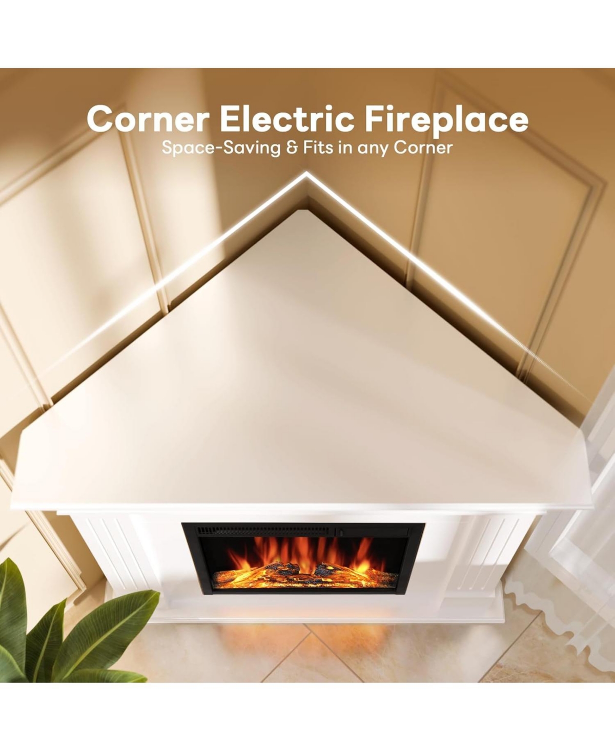 Cowsar Corner Electric Fireplace with Mantel, Tv Stand Electric Fireplace Heater with Remote Control for Living Room, Bedroom