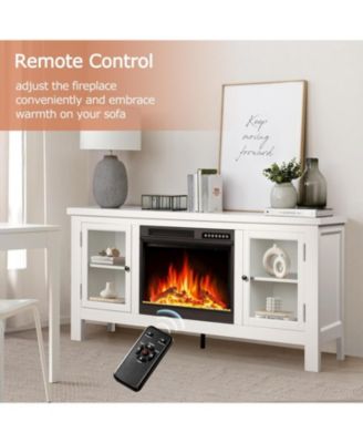 58"  Electric Fireplace with Mantel & Cabinets - 4 Flame Colors & 12 Effects, Remote Control, Overheat Protection for Living Room