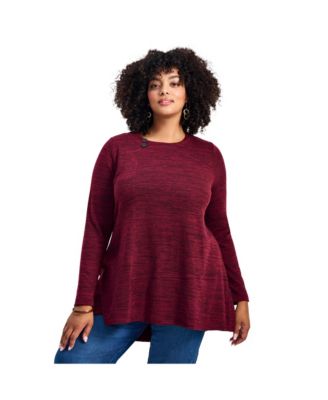 Women's Plus Size Ruby Button Detail Hacci Top