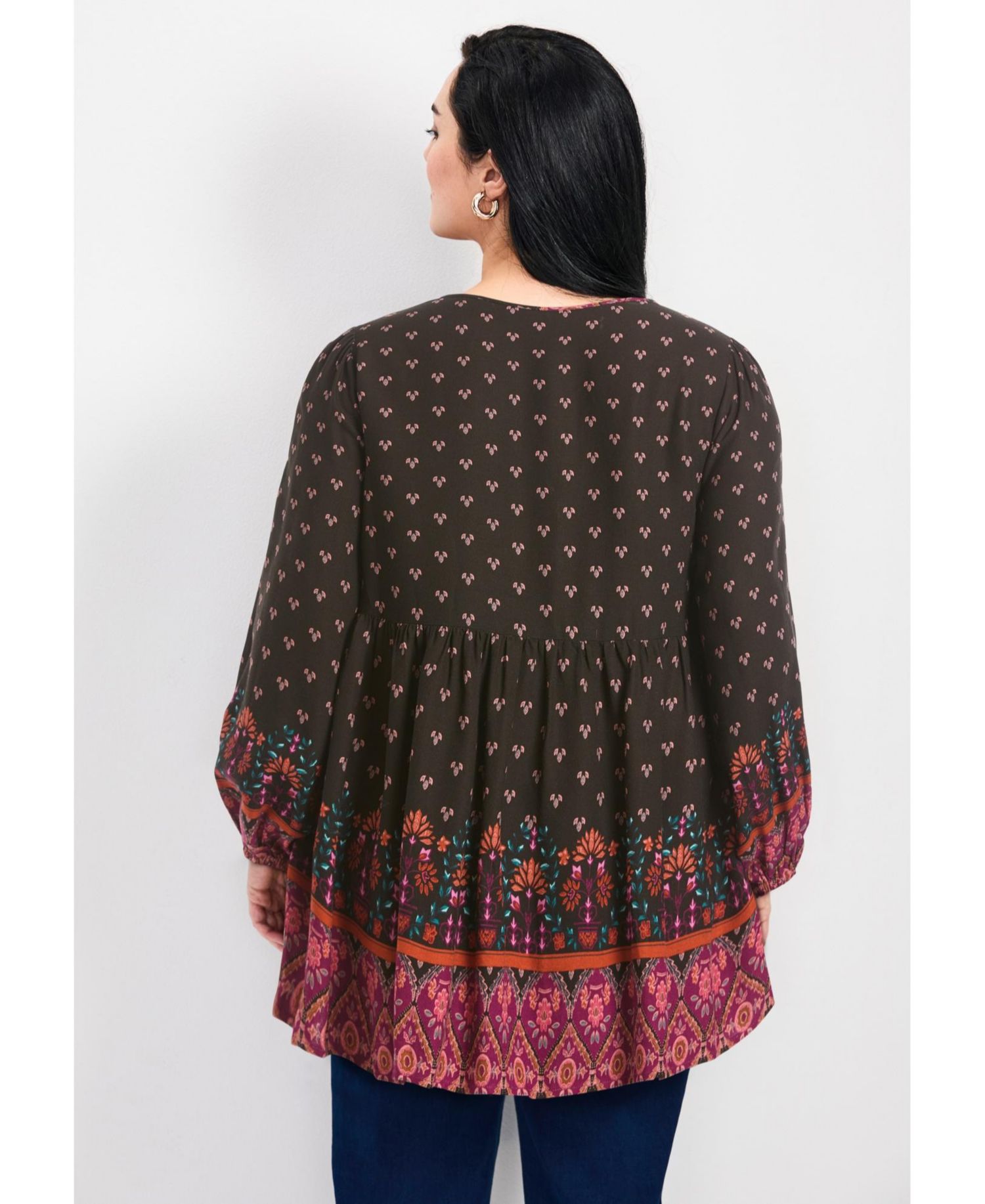 Women's Plus Size Cara Blouson Peasant Blouse