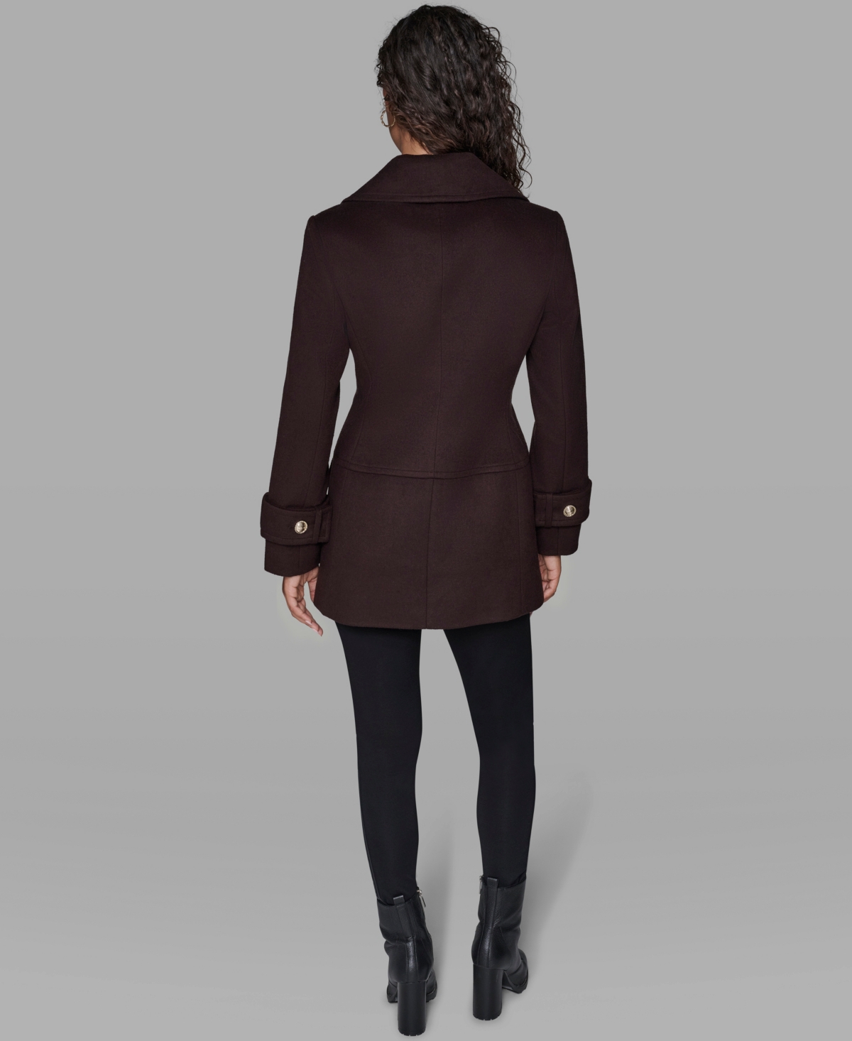 Karl Lagerfeld Women's Dropped Waist Peacoat In Brown