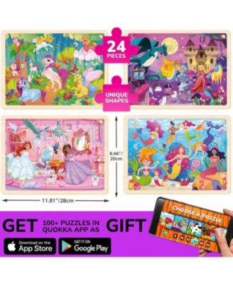 4SET 24 Pcs Wooden Puzzles for Kids Ages 4-6