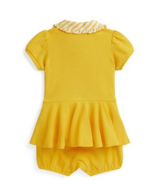 Baby Girls' Contrast-Collar Bubble Shortall