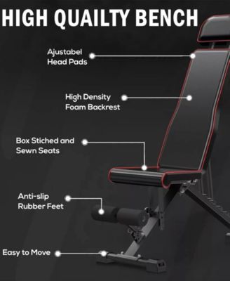 650LB Adjustable Weight Bench for Full Body Workout, Fast Folding Design