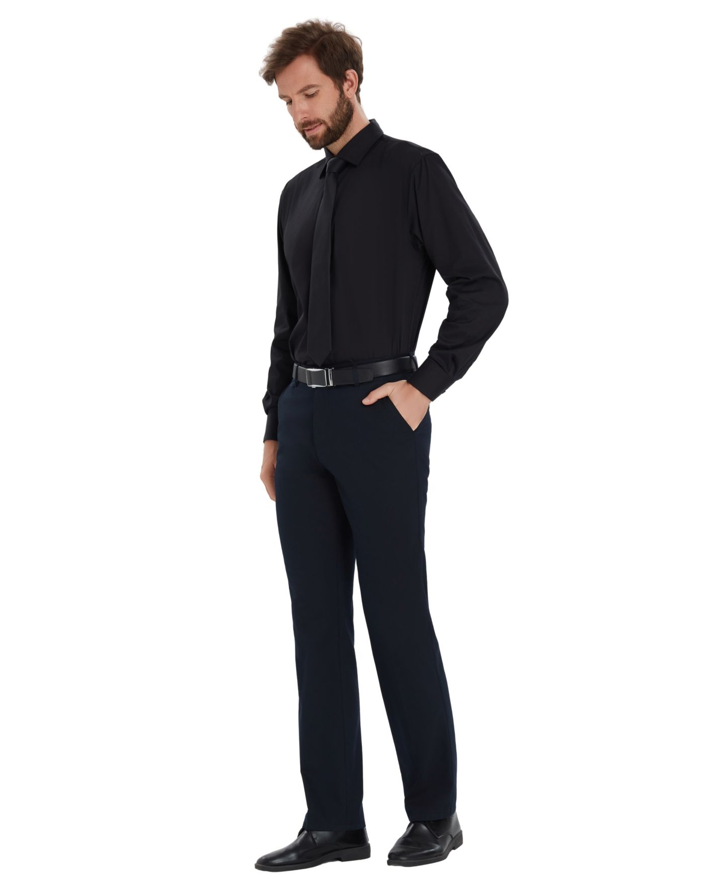 Мужская рубашка Alfani Solid Regular-Fit Dress Shirt, цвет: Чёрный — фото 3