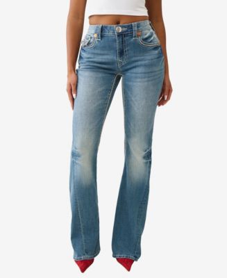 True Religion Women's Joey Mid Rise Big T Rope Ultra Flare Jeans