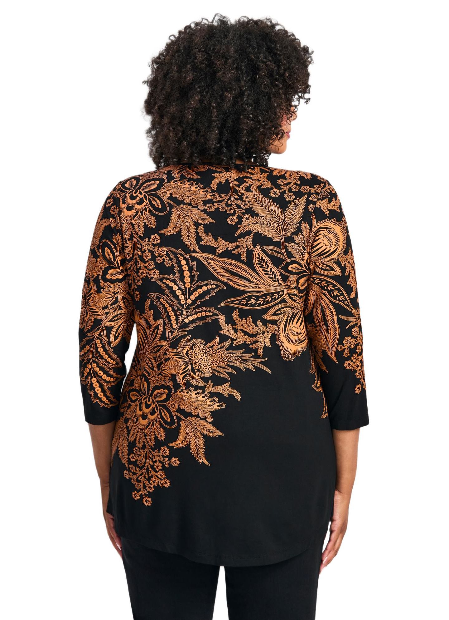 Женский топ Avenue Plus Size Millie 3/4 Sleeve, цвет: Чёрный — фото 3