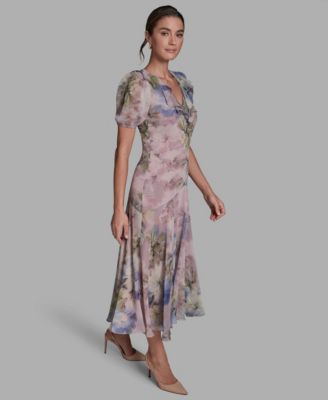 Women's V-Neck Midi Shift Dress