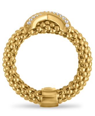 Diamond X Station Mesh Ring (1/6 ct. t.w.) in 14k Gold Over Sterling Silver