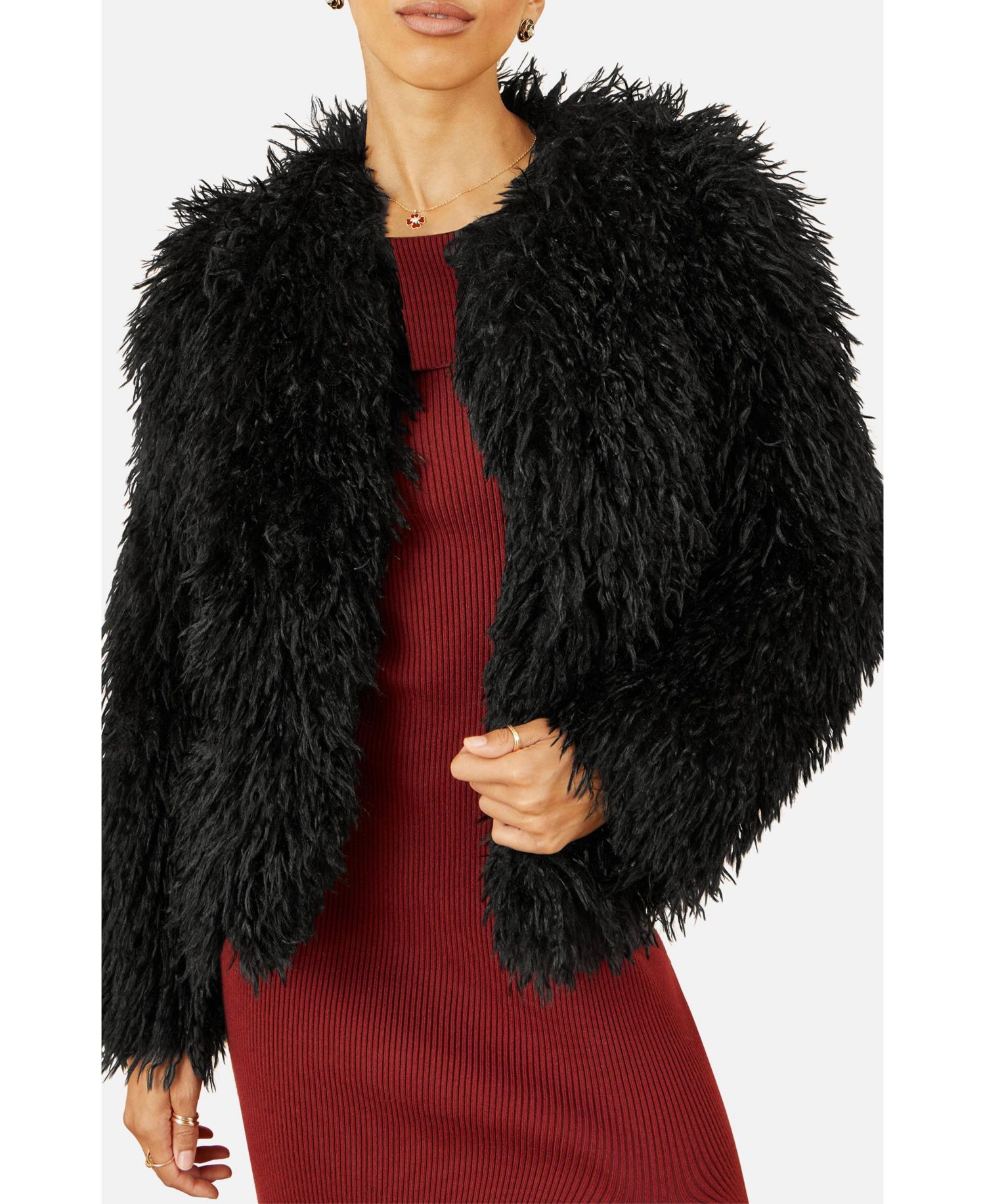 Women's Fluffy Cropped Faux Fur Coat