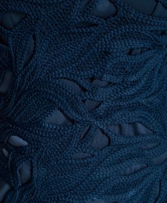 Women's Lace One-Shoulder Textured Puff Sleeve Mini Dress