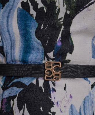 Women's Abstract Print Sleeveless Boatneck Mini Dress