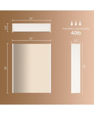 30x23inch LED Lighted Medicine Cabinet with Mirror, Dimmable, 3000K/5500K, Adjustable Shelf, Flat-Pack Design, Assembly Required (White