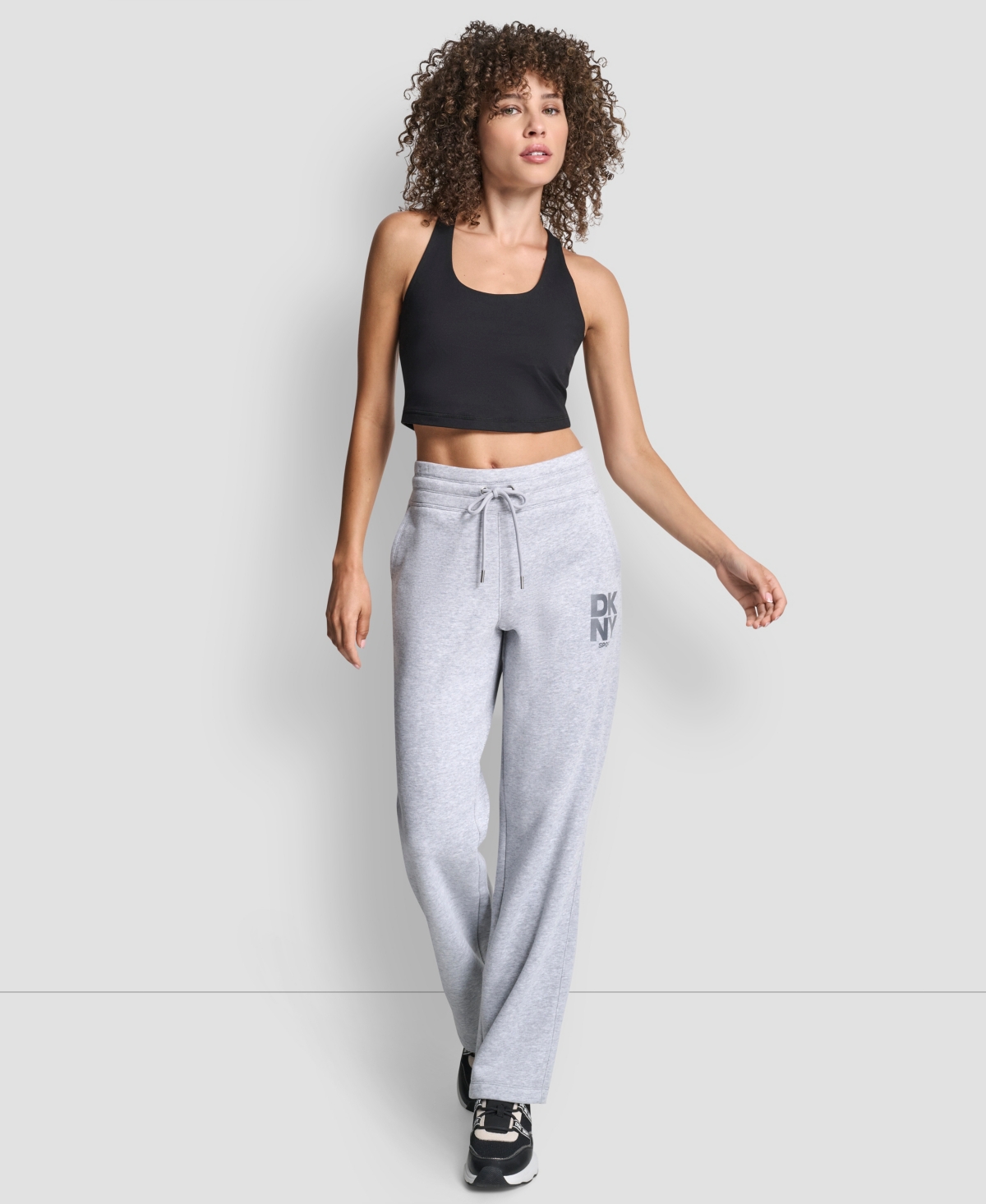 Dkny Women's Sport Stacked Transfer Logo Track Pants In Gray