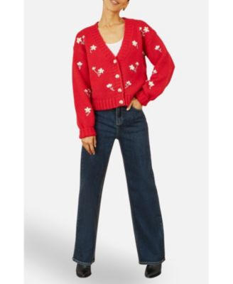 Women's Hand Embroidered Chunky Knitted Cardigan