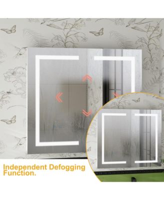 Bathroom Wall Cabinet with Mirror, Dimmable Lights, Frameless Surface Mount