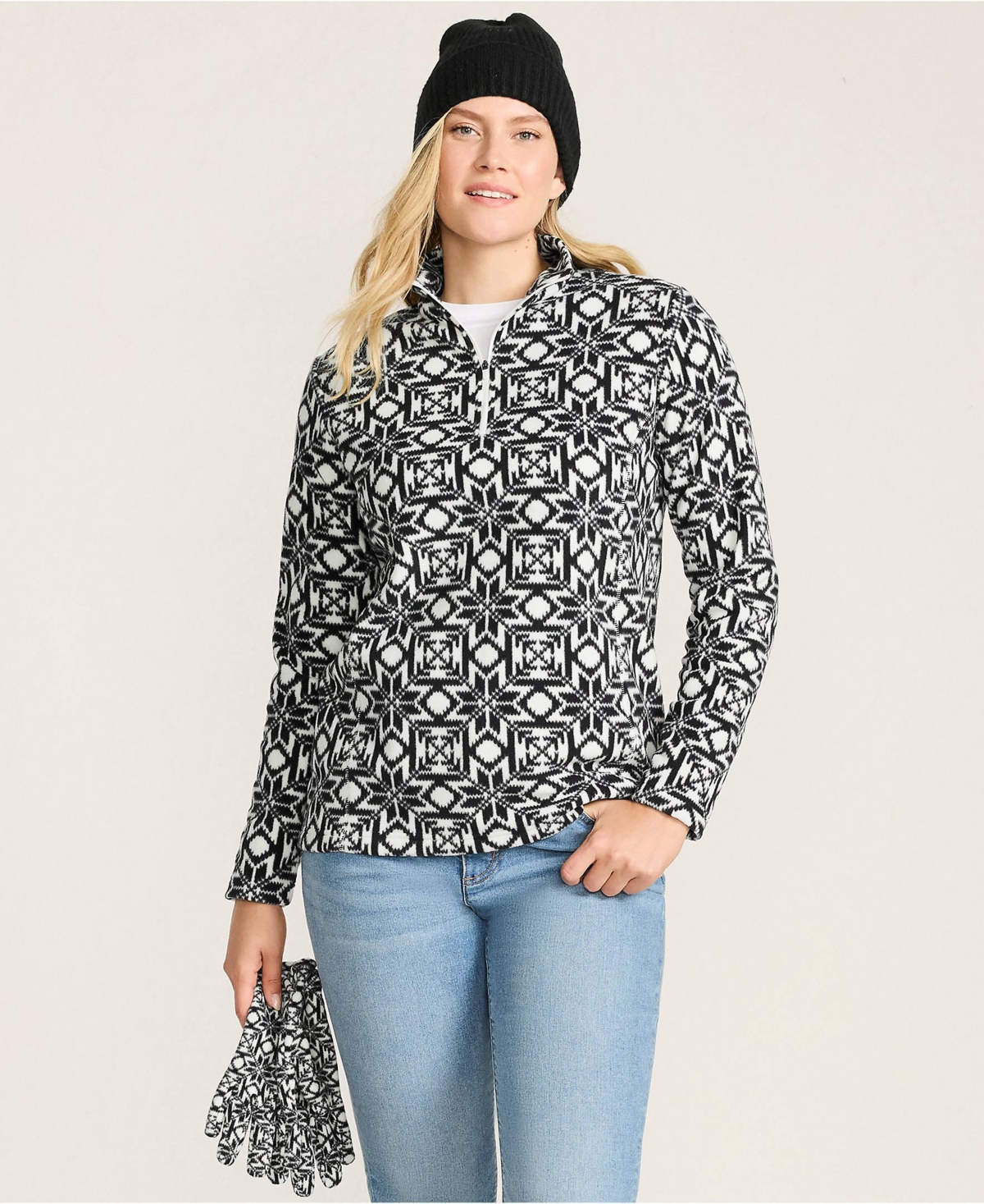 Lands' End Women's Tall Anyweather Fleece Quarter Zip Pullover Coat