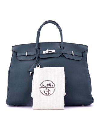 Birkin 40 Handbag Blue Togo with Palladium Hardware