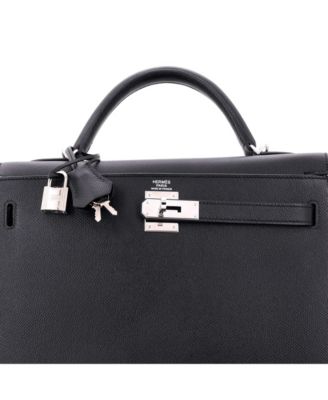 Kelly 32 Handbag Black Epsom with Palladium Hardware