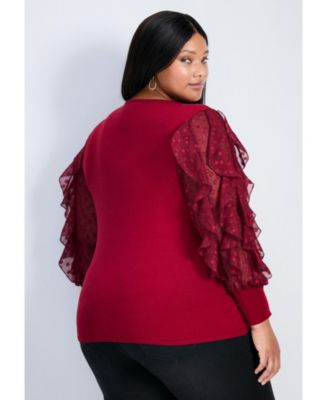 Women's Frill Sleeve Sweater