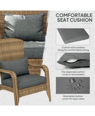 Patio Wicker Adirondack Chair with Soft Cushions, Charcoal